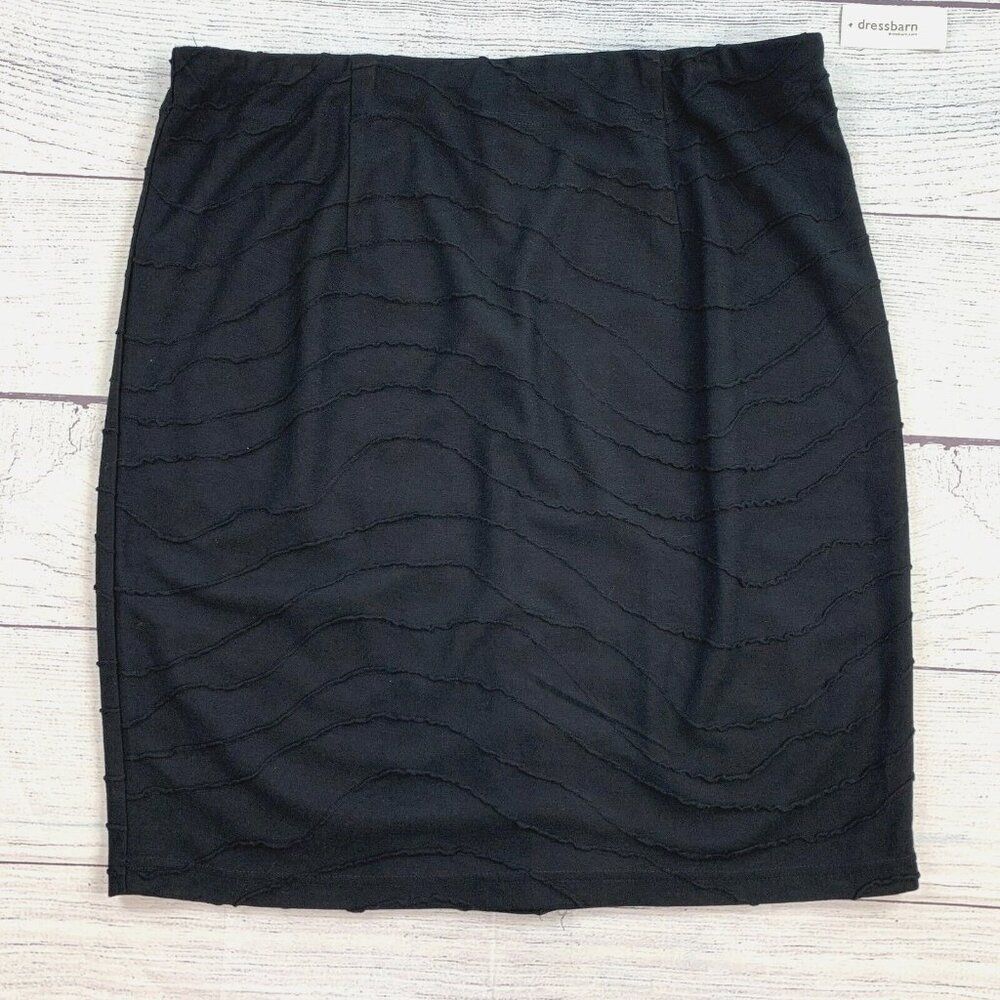 Dressbarn Skirt sz 1X Plus Straight Pull on Length 23" Black Textured New NWT